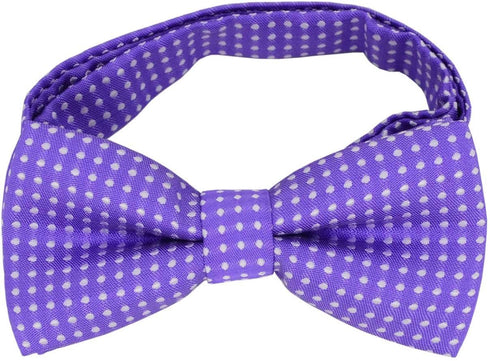 Puppy & Kitten Collar Bow Tie, Adjustable for Small Cats & Dogs, Lavender Purple with White Polka Dots