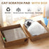 2 Pack Cat Scratcher Box with 3 PCS Scratching Pads, Reversible Cardboard Lounge Bed with Feather Toy