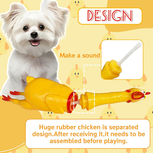 Xeehwb 22 Inch Crazy Huge Rubber Chicken,Yellow Squeeze Chicken Toys,Squeaky Chicken Dog Toys,Squawking Prank Novelty