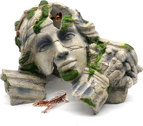 Reptile Cave Hideout Tank Accessories, Aquarium Hideaway Cave Decorations for Amphibians, Betta Fish, Shrimp, Lizards