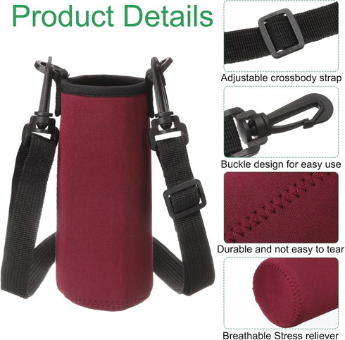 2pcs 12 oz uxcell Neoprene Water Bottle Sleeve with Strap, Insulated Water Glass Bottle Carrier Bag Collapsible Drink