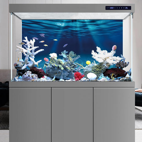 AWERT 48x24 inches Ocean Floor Aquarium Background Undersea Theme Aquarium Background Underwater Fish Tank Background