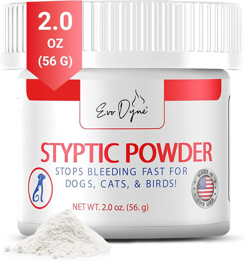 Styptic Powder for Dogs, Cats, and Birds, 2 oz by Evo Dyne, Fast-Acting Blood Stop Powder for Grooming & Cuts
