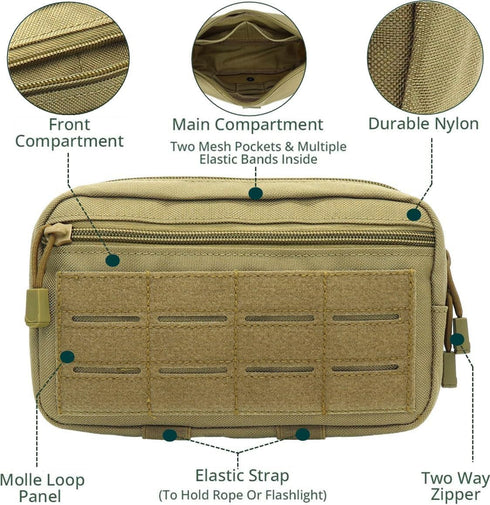 Tactical Molle Pouch, Multi-Purpose EDC Admin Utility Pouch for Outdoor, Hunting, Traveling, Hiking