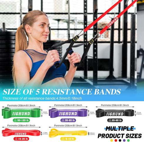 Resistance Bands, 5 Pcs Pull Up Assistance Bands - Exercise Bands for Men Women, Muscle Strength Training