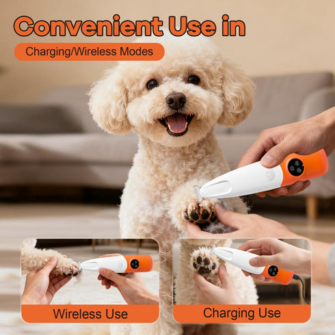 Trimmer Trimmers Dog Paw with LED Light, Low Noise and USB Rechargeable, Safe Rounded-Tip Scissors, Paw for Dog's Feet