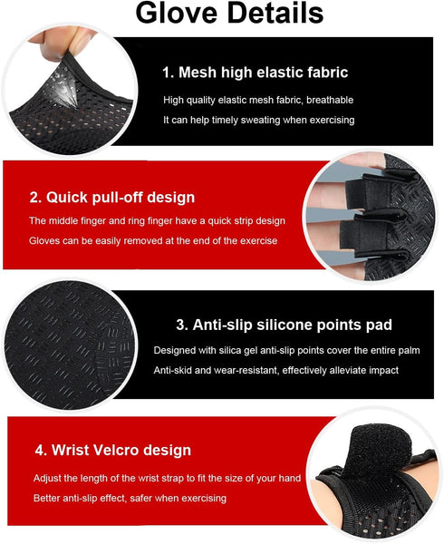 SUJAYU Gym Gloves Workout Gloves Women Men, Anti-Slip Breathable Gym Essentials Women for Weightlifting Cycling