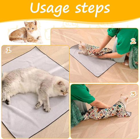 hurifeng 9lbs,21.65 21.65IN) Cat Grooming Wrap Self-Adhesive Anti-Scratch Swaddle Restraint Bag for Stress-Free Nail