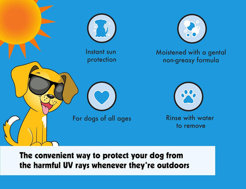 15 20 Petkin Dog Sunscreen Sunwipes - Sunscreen for Dogs, SPF - Simply Wipe on Anytime for Instant Sun Protection