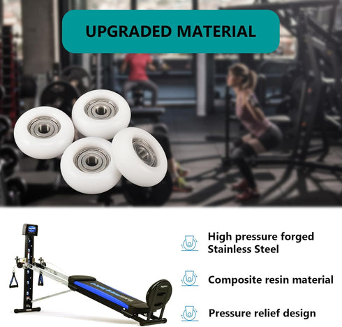Total Gym Set of 4 Replacement Wheels/Rollers for Models 2000, 3000, Some 3000 XL, Early XL (White)