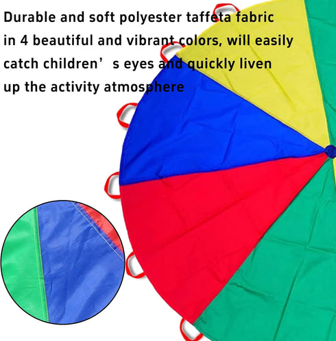 13ft/ 16.4ft/ 20ft Parachute - Kids Play Gymnastics Parachute with Handles for Group Team Cooperative Games,Indoor