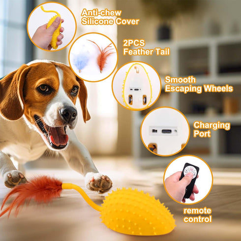 Mity Rain Interactive Dog Toys, Remote Control Dog Toy with Feather Tail, Funny for Small Medium Dogs