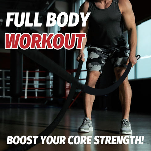 Fitness Battle Rope 30ft Length 1.5" Diameter Heavy Ropes with Cloth Sleeve for Home Gym Workout