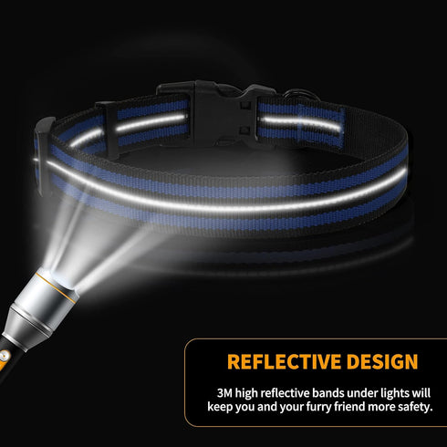 Mile High Life Reflective Dog Collar, Nylon Pet Collar with Buckle, Light Weight Puppy Collar for Medium Dogs (Blue, M)