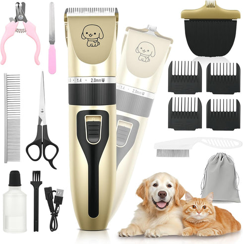 FrutPunch Dog Grooming Kit, Cordless Dog Clippers, Electric Shaving, Low Noise Rechargeable