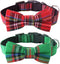 Malier Christmas Classic Plaid Dog Collar with Bow Tie, Adjustable Buckle for Small Medium Large Pets