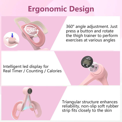 KVKVMO 360Adjustable 20LB Thigh Trainer, Pelvic Floor Muscle Trainer with LED Display, Inner Thigh Exerciser