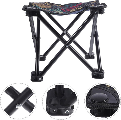 Beaupretty Portable Folding Fishing and Camping Stool Large Oxford Cloth Foldable Hiking Bench with Backrest