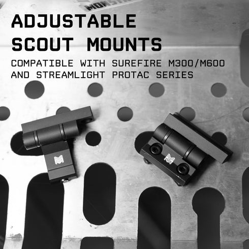 Monstrum Adjustable Scout Light Mount with Pivoting Mount Plate | Compatible with Surefire M300/M600 Series/Streamlight Protac Series