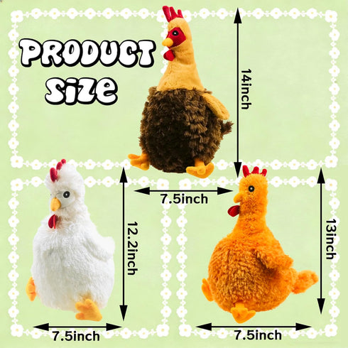 Squeaky Stuffed Dog Toys Fat Plush Chicken Chew Toy, Cute & Funny Interactive Puppy Toy for Small, Medium & Large