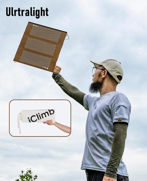Backpacking iClimb Mini Solo Folding Table Ultralight Compact for Camping Hiking Beach Picnic (Nature - S)