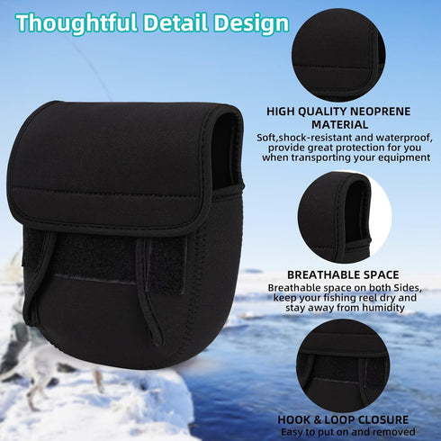 Neoprene Spinning Reel Cover, Waterproof & Shockproof Fishing Reel Protective Case for Universal Reel Pouch