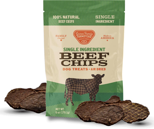 Gaines Family Farmstead Beef Chips for Dogs 6 oz, Natural Single-Ingredient Dog