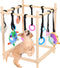 Sibosen Wooden Puppy Play Gym with 10 Hanging Toys for Small Dogs Indoor