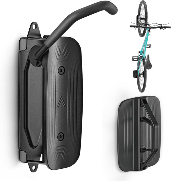 Swivel Bike Wall Mount, Space Saving Sturdy Vertical Bike Rack Holds Up to 66 lbs, Bike Storage Rack for Garage, Black