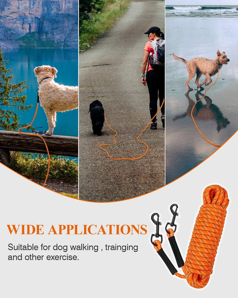 Taglory Long Dog Leash, 15FT 30FT 50FT 66FT Recall Training Leash with 2 Swivel Hooks for Large Medium Small Dogs,