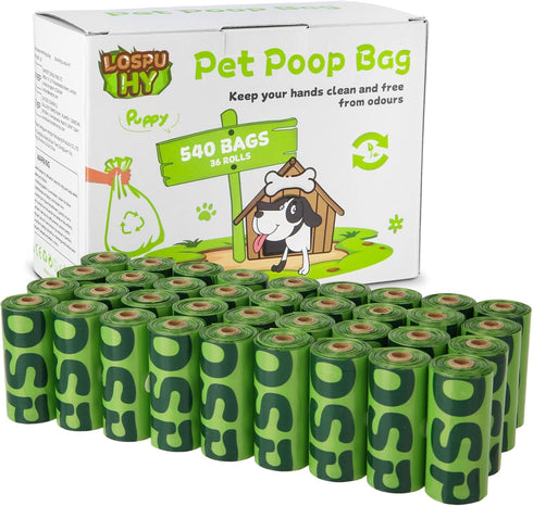 Lospu HY Dog Poop Bags Rolls, 540 Count Extra Thick Tear Resistant Poop Bags