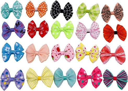PET SHOW 20pcs Dog Hair Bows with Alligator Clips, Assorted Bowknot Hair Clips for Small Medium Dogs, Cat, Puppy