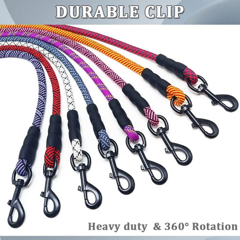 MayPaw Heavy Duty Rope Dog Leash, 3/4/5/6/7/8/10/12/15 FT Nylon Pet Leash, Soft Padded Handle, Thick Lead for Large