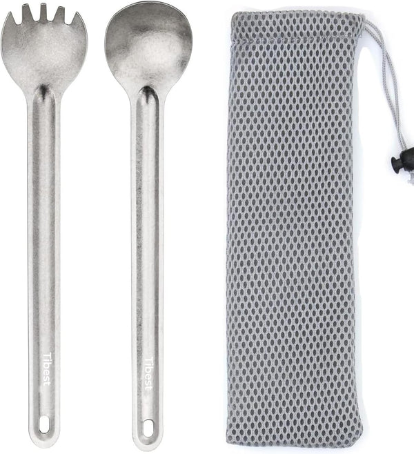 Titanium Spork Long Handle, Ultra Lightweight Camping Utensil for Backpacking, Hiking, and Outdoor Adventures.