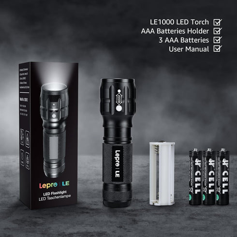 2 Pack Lighting EVER LED Flashlights High Lumens, Small Flashlight, Waterproof, Adjustable Focus Flash Light