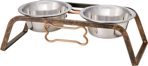 Loving Pets Black Label Collection Rustic Bone Diner, 1-Quart, Aged Copper for Dogs