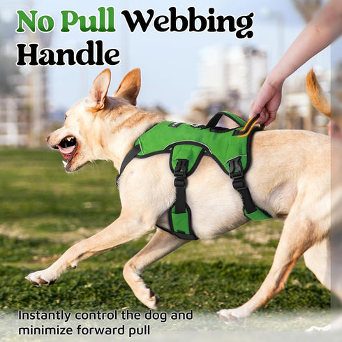 rabbitgoo Escape Proof Dog Harness, Reflective No Pull Vest, Soft Padded, Adjustable, Large, Green
