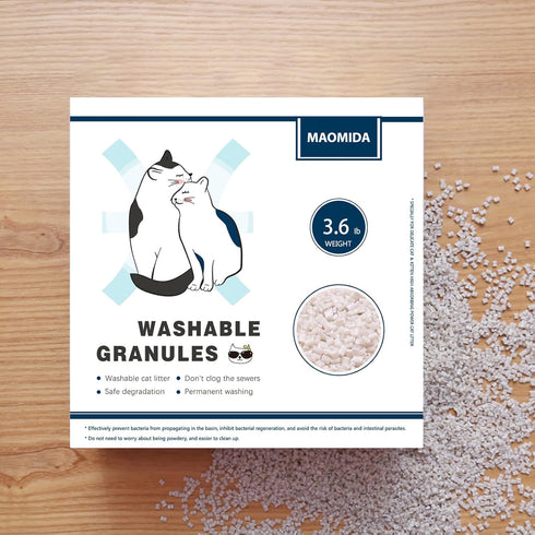 Cat Litter Box Washable Granules Refills, Compatible with Cat Genie Refills, Compostable and Flushable, 7.2lbs Package
