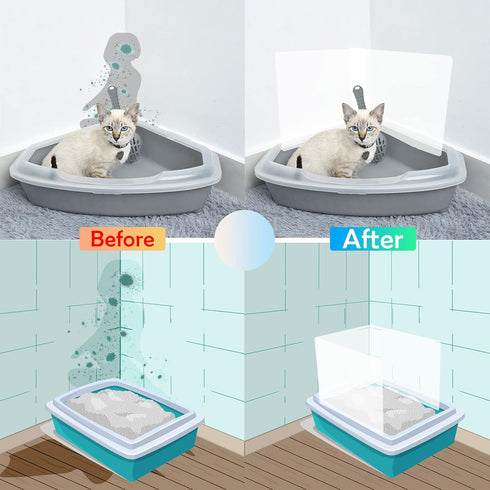 3 Pack Large Size Cat Litter Box Pee Shields - Easy Cleaning Frosted High Side Splash Guard for Open Top Litter Pan