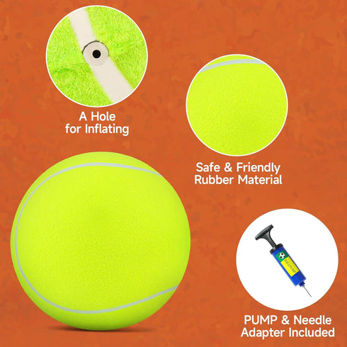 QDAN Giant Large Tennis Ball for Dogs: 9.5" Yellow Dog Tennis Ball for Outdoor Play, Big Dog Toy