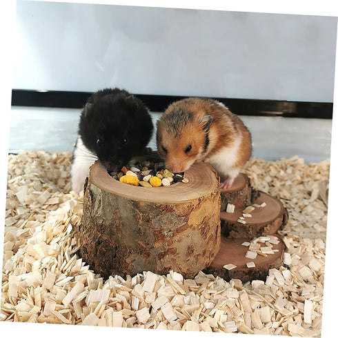 Chinchillas POPETPOP Small Animal Wooden Climbing Platform with Food Bowl Versatile Hamster Ladder for Guinea Pigs