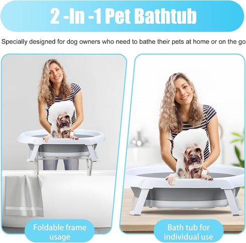 NEREIDS NET 2 1 in Dog Bath Tub Dog Washing Station for Bathing and Grooming, Elevated Collapsible Foldable Portable