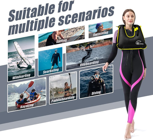 Rrtizan Snorkel Vest, Portable Inflatable Swim Jackets for Adults, Safety for Snorkeling Swimming Diving