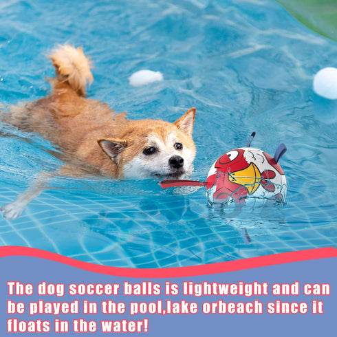 Chicken Dog Toys Soccer Ball with Straps, Interactive Tug of War Toy, Durable Water Toy for Dogs (8 Inch)