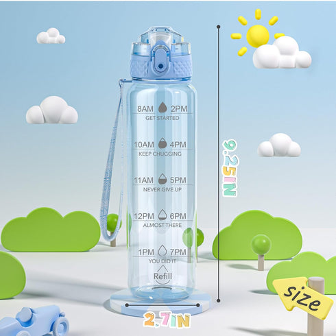 17oz OLDLEY Kids Motivational Water Bottle, Leak-Proof Tritan BPA-Free, Reusable for School Girls & Boys, Silicone