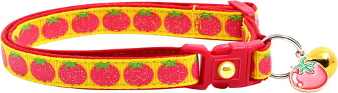 Pugs to Persians Tomato Cat Collar with Charm & Bell | Safety Breakaway Collar |