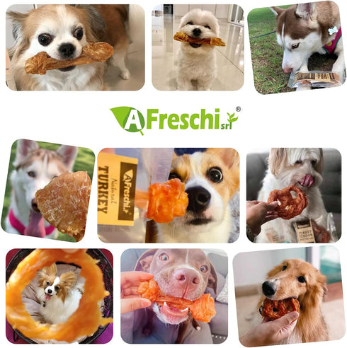 Afreschi Turkey Tendon for Dogs, All Natural Human Grade Dog Treat, Soft Series, Rawhide Alternative, Suitable for