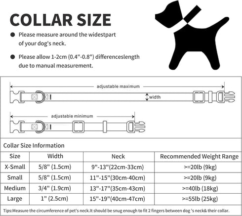 Mile High Life Dog Collar, Nylon Puppy Collars with Cute Patterns, Lightweight Girl Boy Collar for Small Medium Large