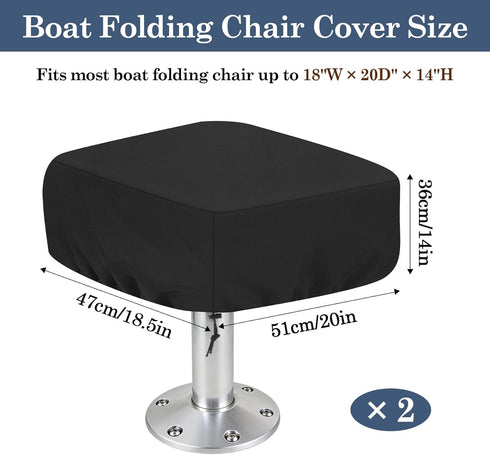 Klmnop 2 Pack 420D 18" 20" 14" Waterproof Boat Folding Seat Covers, Heavy Duty Silver-Coated Oxford Fabric All-Weather