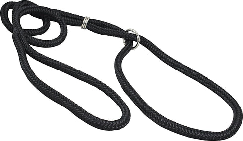Dog Show Lead Braided Tubular Nylon 52" Long (Medium: diam 5/16"(8mm), Black)
